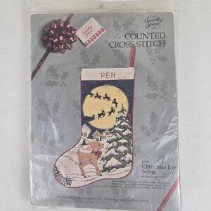 Something Special "Christmas Eve Scene" Counted Cross Stitch Stocking Kit Crafts